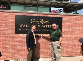 Mayor Hogsett & Gordon Smith at the Wall of Gratitude at the Indy 500 track